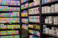A photo of vape display units in a shop