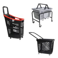 A photo montage of various shopping baskets