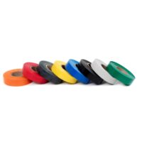A photo of various rolls of coloured tape.